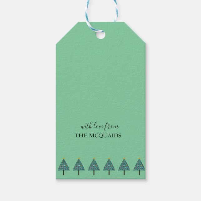 Étiquettes-cadeau Balise cadeau de Motif vert des arbres de Noël (Devant)