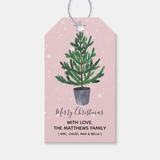 Étiquettes-cadeau Balise cadeau de Noël Arbre maison pour les fêtes (Devant)