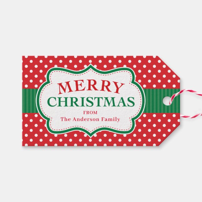 Étiquettes-cadeau Balise cadeau de Noël classique joyeux (Devant (Horizontal))