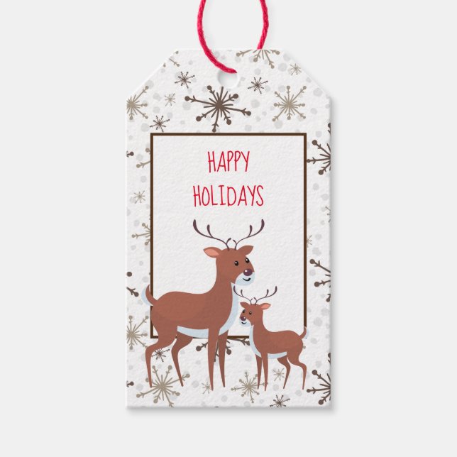 Étiquettes-cadeau Balise cadeau de Noël de cerf (Devant)