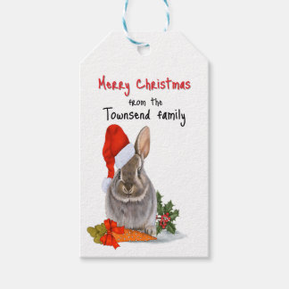 Étiquettes-cadeau Balise cadeau de Noël de lapin confortable