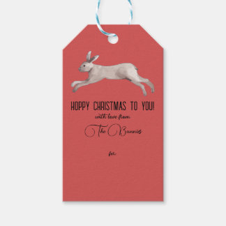 Étiquettes-cadeau Balise cadeau de Noël de lapin d'aquarelle