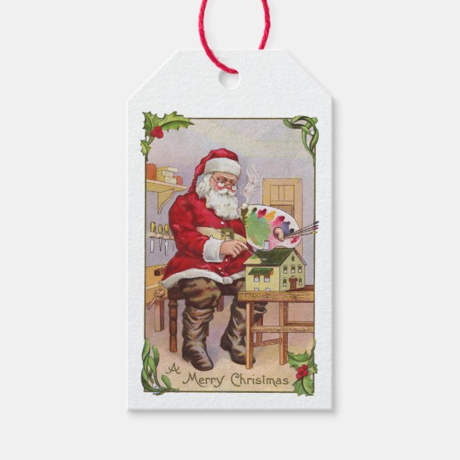 Étiquettes-cadeau Balise cadeau de Noël de l'artiste Santa Clause de (Devant)