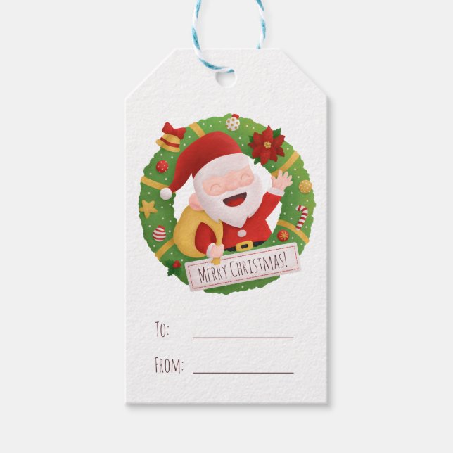 Étiquettes-cadeau Balise cadeau de Noël du mignon père Père Noël Wre (Devant)