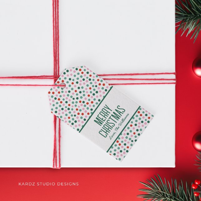 Étiquettes-cadeau Balise cadeau de Noël Joyeux personnalisé (Personalize these fun and modern gift tags for your holiday gift and give merry vibes to your family)