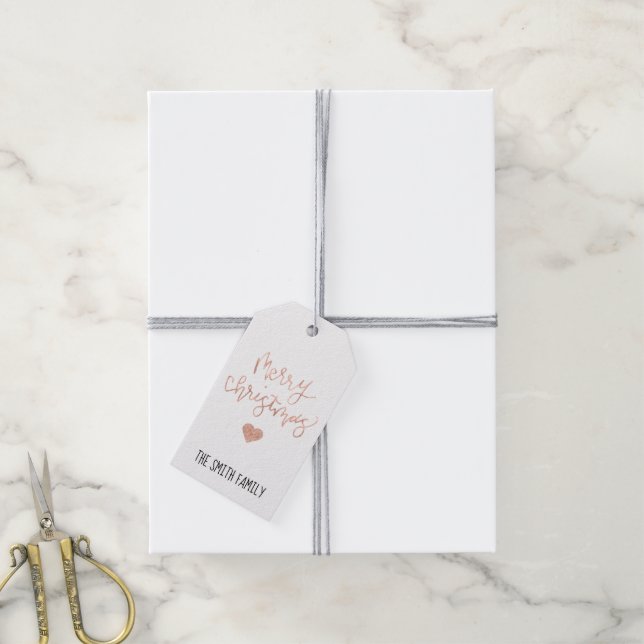 Étiquettes-cadeau Balise cadeau de Noël Joyeux rose Gold (Avec de la ficelle)