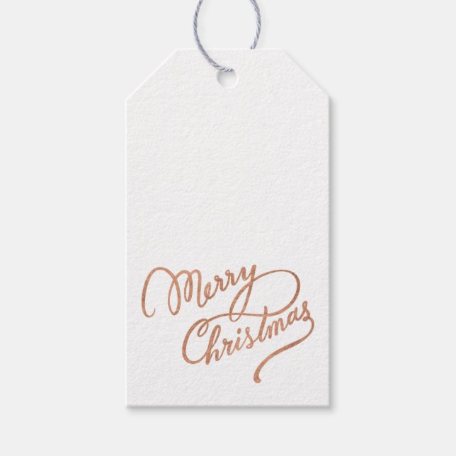 Étiquettes-cadeau Balise cadeau de Noël Joyeux rose Gold (Devant)