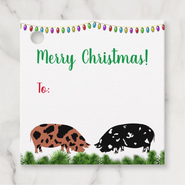 Étiquettes Cadeau Balise cadeau de Noël KuneKune Pig (Devant)