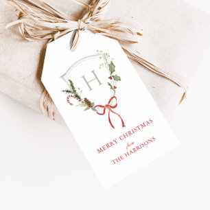 Étiquettes-cadeau Balise cadeau de Noël Monogram Crest