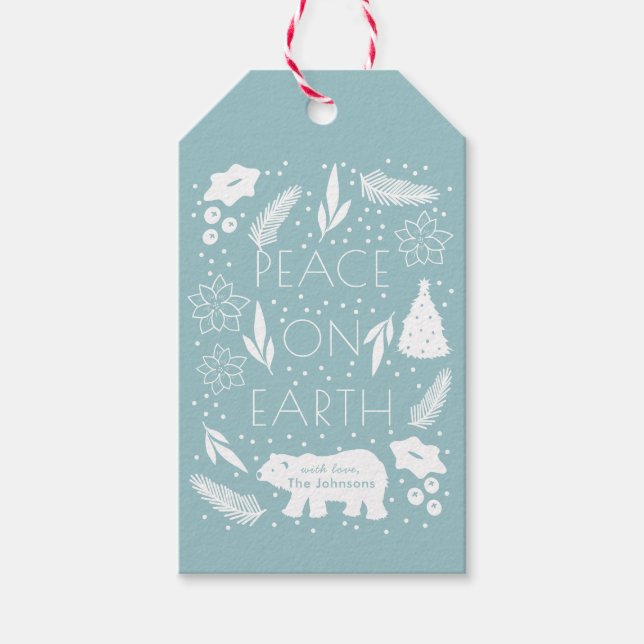 Étiquettes-cadeau Balise cadeau de Noël Ours bleu polaire (Devant)