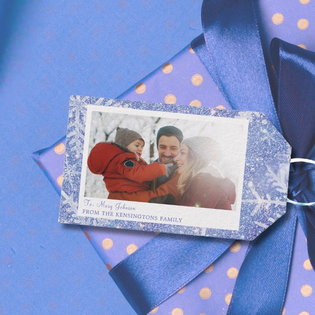 Étiquettes-cadeau Balise cadeau de Noël photo de famille personnalis (Personalized Family Photo Christmas Gift Tag)