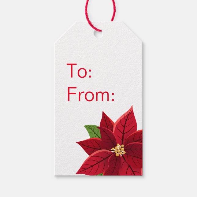 Étiquettes-cadeau Balise cadeau de Noël Poinsettia (Devant)