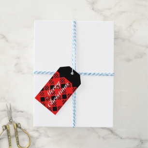 Étiquettes-cadeau Balise cadeau de Noël Red Buffalo Check
