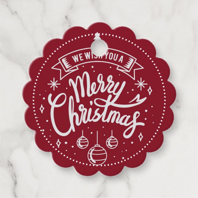 Étiquettes Cadeau Balise cadeau de Noël Red Merry (Devant)