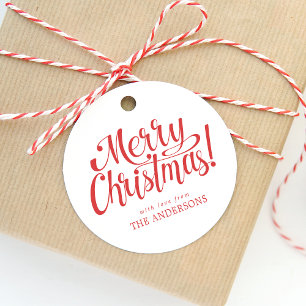 Étiquettes Cadeau Balise cadeau de Noël Red Merry