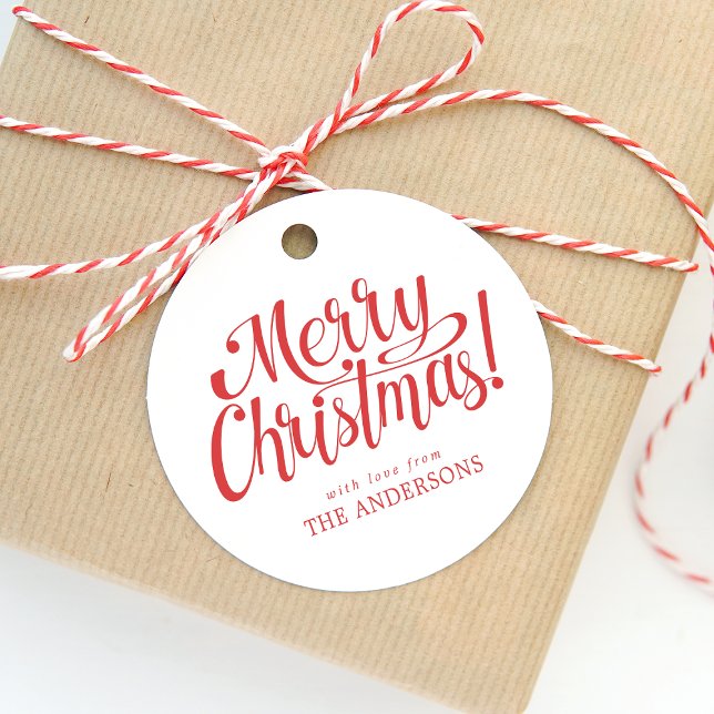 Étiquettes Cadeau Balise cadeau de Noël Red Merry (Créateur téléchargé)