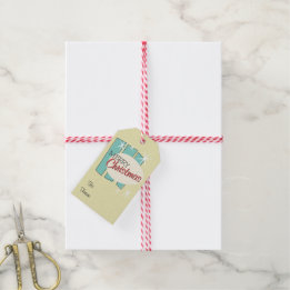 Étiquettes-cadeau Balise cadeau de Noël rétro - Moderne du milieu du