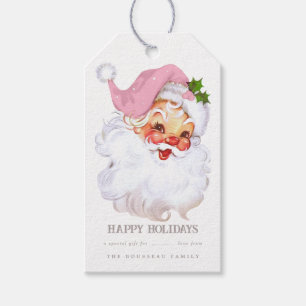 Étiquettes-cadeau Balise cadeau de Noël rose du Père Noël