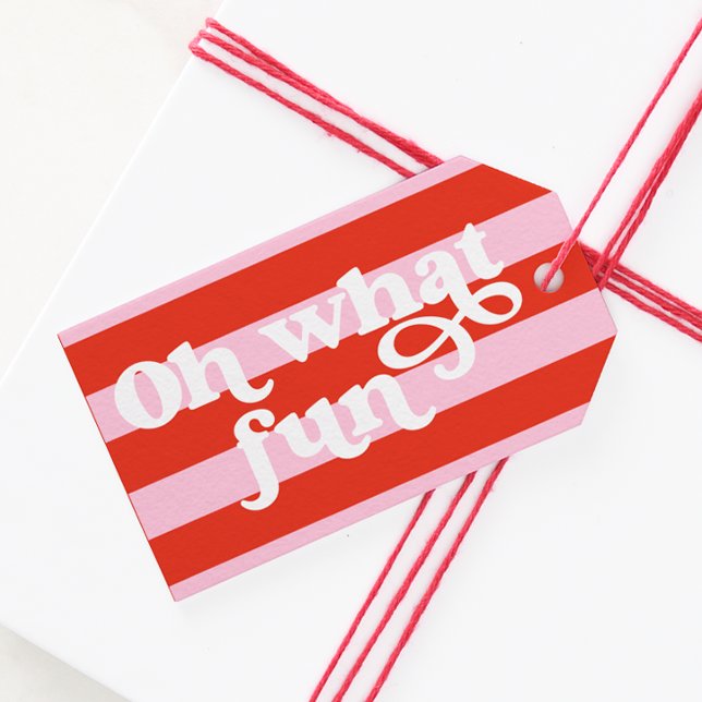 Étiquettes-cadeau Balise cadeau de Noël rouge rose rétro (Créateur téléchargé)