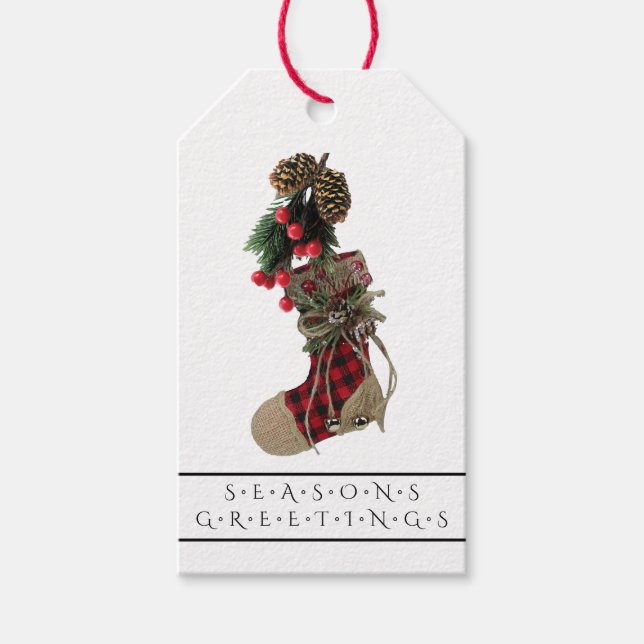 Étiquettes-cadeau Balise cadeau de Noël rustique (Devant)