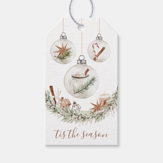 Étiquettes-cadeau Balise cadeau de Noël rustique pendaison ornementa (Devant)