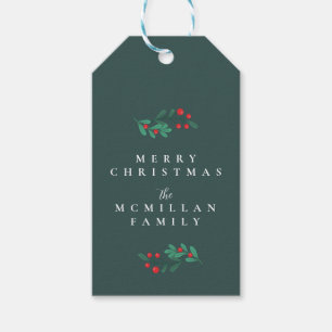 Étiquettes-cadeau Balise cadeau de Noël simple vert