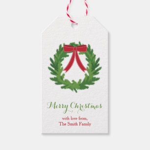 Étiquettes-cadeau Balise cadeau de Noël simple Wreath Holiday