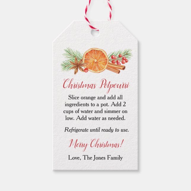 Étiquettes-cadeau Balise cadeau de Noël Stovetop Potpourri (Devant)