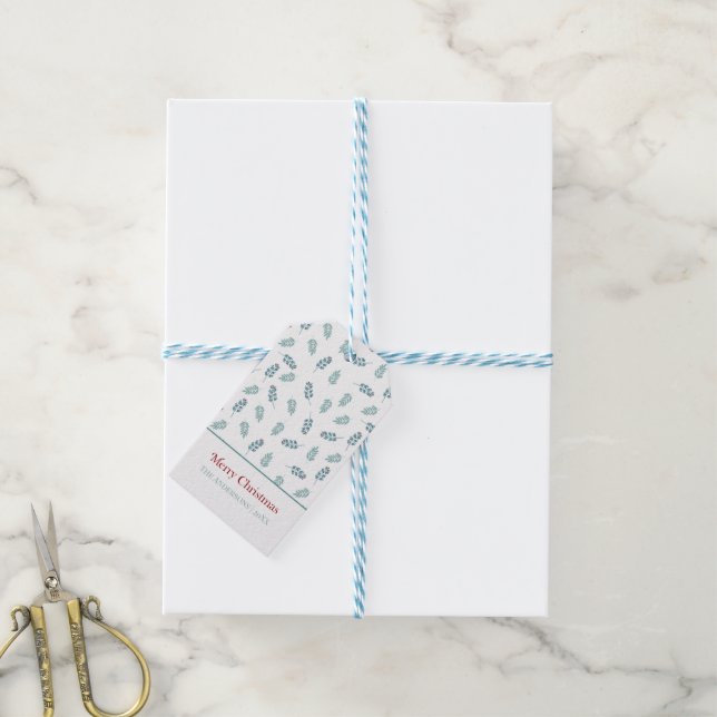 Étiquettes-cadeau Balise cadeau de Noël turquoise Mistletoe Joyeux (Avec de laficelle)