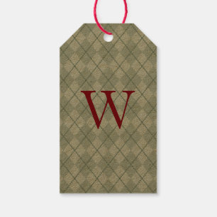 Étiquettes-cadeau Balise cadeau de Noël vert Monogramme