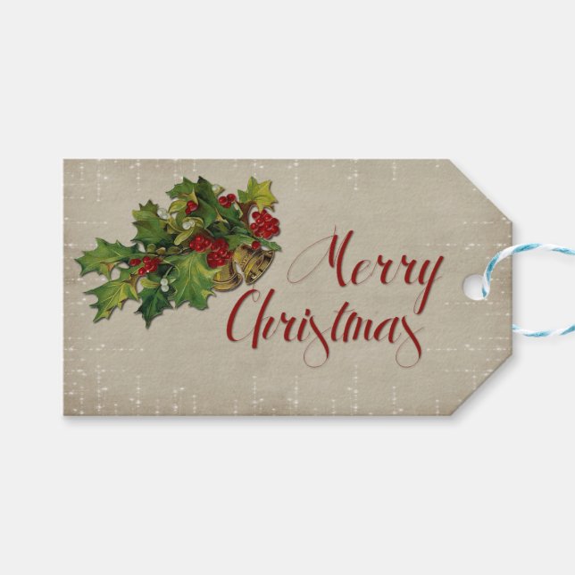Étiquettes-cadeau Balise cadeau de Noël Vintage (Devant (Horizontal))