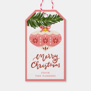 Étiquettes-cadeau Balise cadeau de Noël Vintage rose