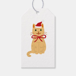 Étiquettes-cadeau Balise cadeau de peinture de chat Tabby de Noël