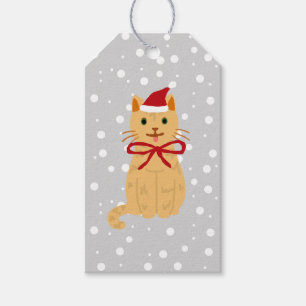 Étiquettes-cadeau Balise cadeau de peinture de chat Tabby de Noël