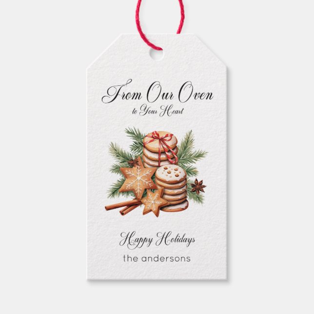 Étiquettes-cadeau Balise cadeau de plateau de biscuits de Noël rusti (Devant)