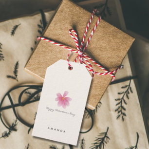 Étiquettes-cadeau Balise cadeau de Saint Valentin rose florale simpl