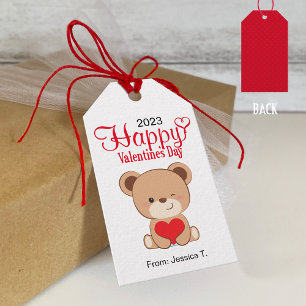 Étiquettes-cadeau Balise cadeau de Saint-Valentin (Rouge-Blanc)
