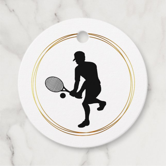 Étiquettes Cadeau Balise cadeau de Silhouette of Homme Tennis Player (Devant)