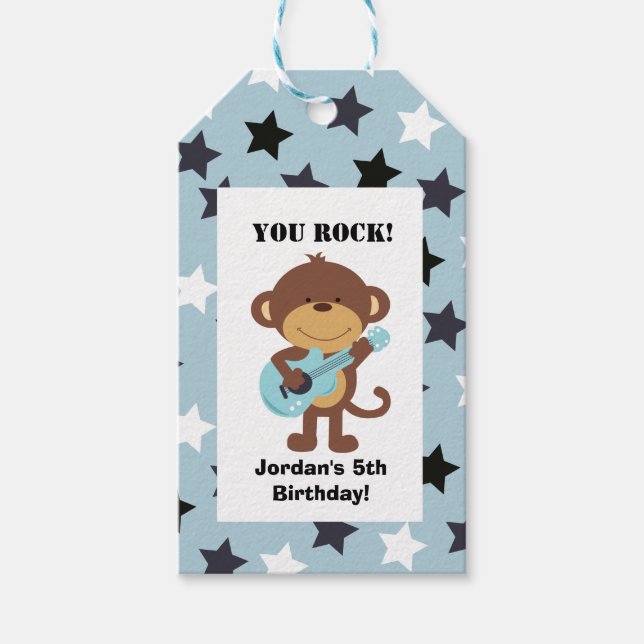 Étiquettes-cadeau Balise cadeau de singe rock Star (Devant)