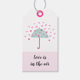Étiquettes-cadeau Balise cadeau de Umbrella Hearts Pastel Pink Mint