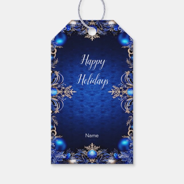 Étiquettes-cadeau Balise cadeau de vacances décoratif bleu (Devant)