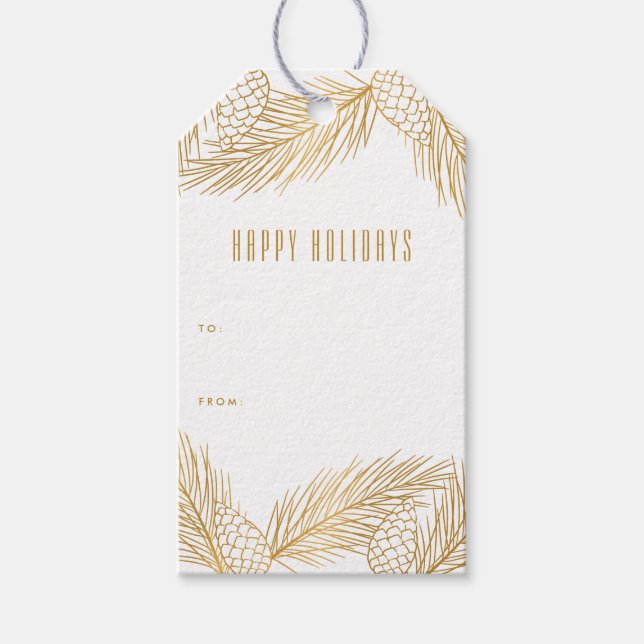 Étiquettes-cadeau Balise cadeau de vacances pour Pinecones d'or et a (Devant)