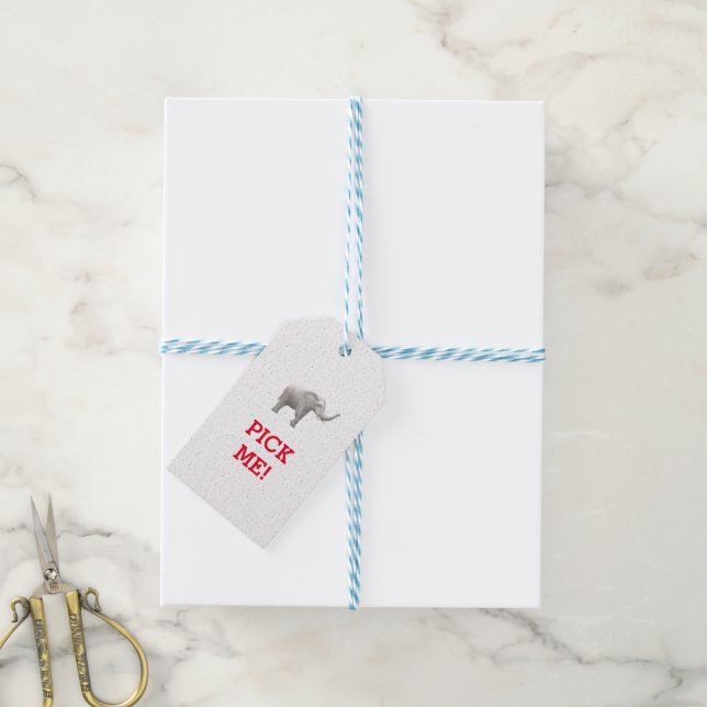 Étiquettes-cadeau Balise cadeau d'éléphant blanc (Avec de laficelle)