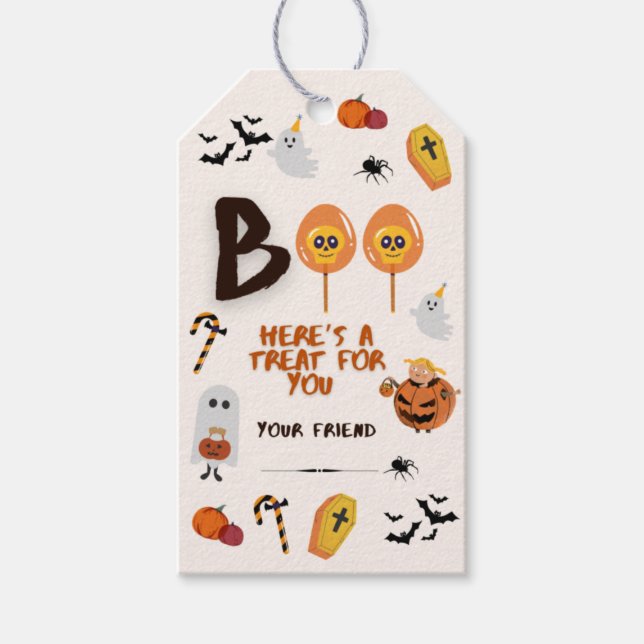 Étiquettes-cadeau Balise cadeau d'Halloween, Balise cadeau d'anniver (Devant)