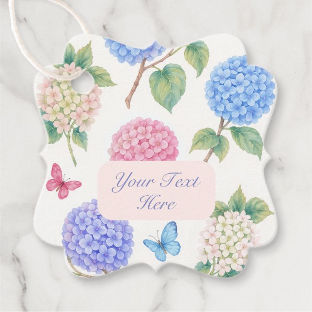 Étiquettes Cadeau Balise cadeau d'Hydrangea couleur d'eau personnali (Devant)