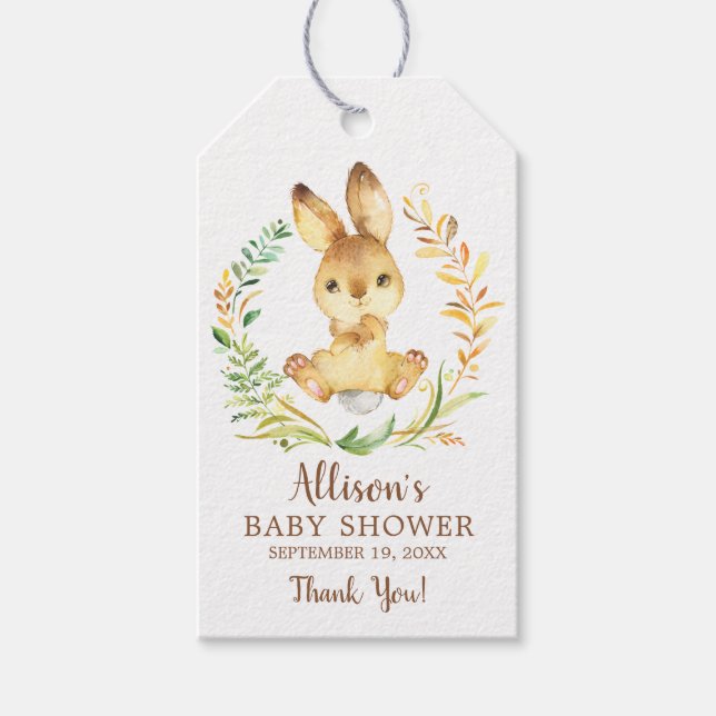 Étiquettes-cadeau Balise Cadeau du Baby shower de lapin sucré Favori (Devant)