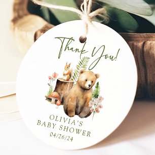 Étiquettes Cadeau Balise Cadeau du Baby shower de l'ours de la natur