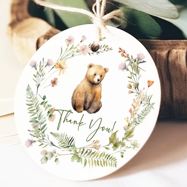 Étiquettes Cadeau Balise Cadeau du Baby shower de l'ours de la natur (Créateur téléchargé)