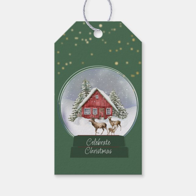 Étiquettes-cadeau Balise cadeau du Globe des neiges de la maison con (Devant)