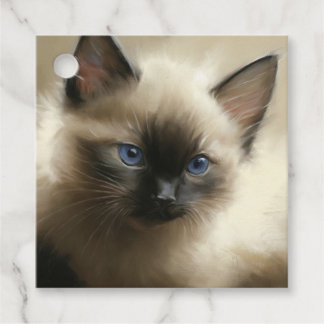 Étiquettes Cadeau Balise Cadeau Du Portrait De Siamese Kitten Portra